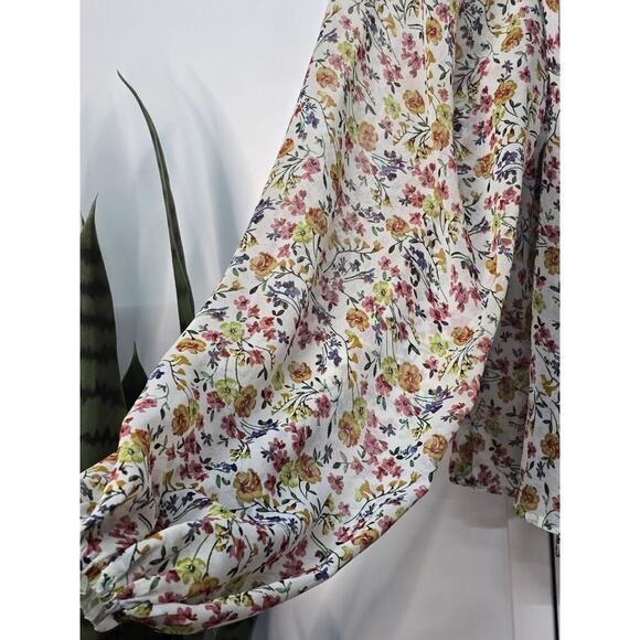 Flynn Skye From Rent The Runway Floral Crop Top Peasant Sleeve Medium Flowy Boho - Picture 5 of 7